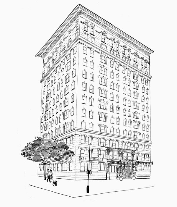 Line Drawing, 498 West End Avenue, New York, NY